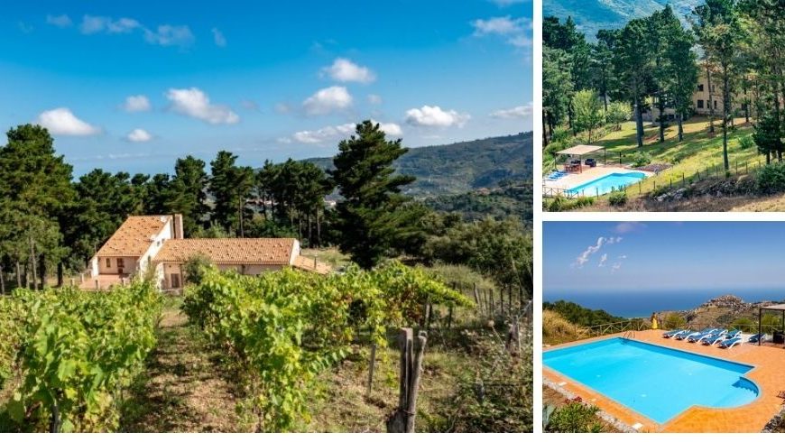 Paysage et piscine chez la Collina dei Nebrodi