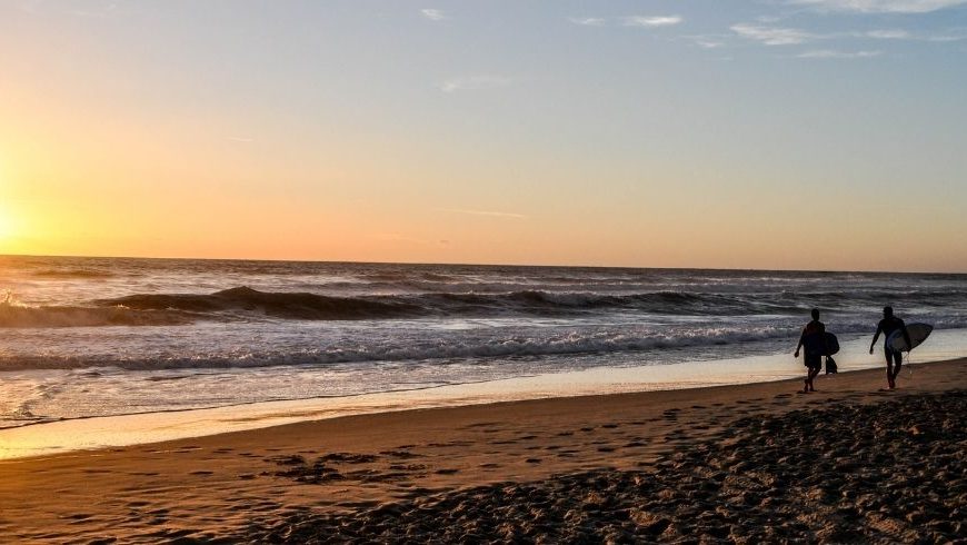 Plage de Lacanau au coucher du soleil